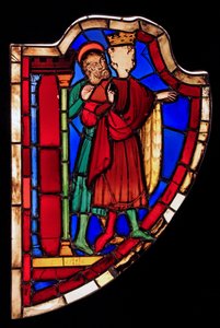 Representando duas pessoas, ex Ste Chapelle (Bay C, a janela de Esther) de French School
