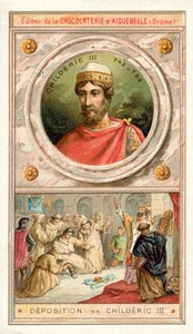 Deposição de Childeric III, 752 (chromolitho) de French School