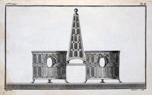 Design por Pugin, de um livro de padrão de desenhos de metalwork neo-clássico juntos por Duhamel, c.1770s-80s de French School