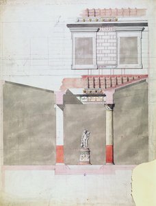 Projeto para o átrio do palácio de Pompeia do Príncipe Napoleão III (1808-73) (wc no papel) de French School