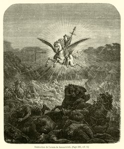 Destruição do exército Sennacherib (gravura) de French School