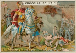 Destruição de Jerusalém por Titus, cartão comercial Chocolat Poulain
