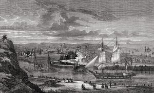 Dieppe no século XVIII, de "História da Revolução Francesa" por Louis Blanc (1811-82) de French School