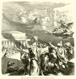 Deus faz aparecer armas, etc. em Jerusalém (gravura) de French School