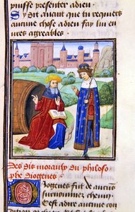 Diógenes, de Histoire des Philosophes, finais do século XV (vellum) de French School