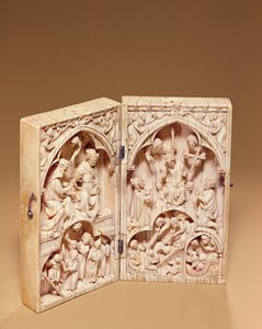 Díptico com a Coroação da Virgem e o Juízo Final, c.1260-70 de French School