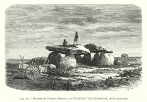 Dolmen de Pennou Kreach, en Plouneour Trez, Finistere, Allee couverte (gravura) de French School