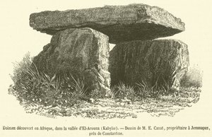 Dolmen descoberta em África, no vale de El-Arouna, Kabylie (gravura) de French School