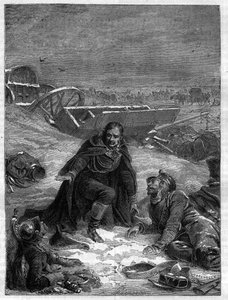 Dominique-Jean Larrey (1766-1842) - Barão Dominique Jean Larrey tendendo feridos num campo de batalha invernal - em "Histoire de l