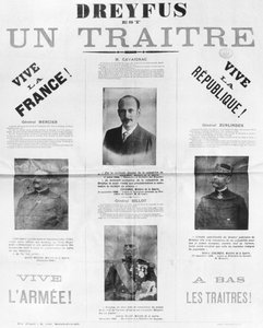 Dreyfus est un traitre, poster com os retratos dos seus detratores, final do século XIX
