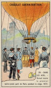 Duruof faz o primeiro voo de balão postal durante o Cerco de Paris de French School
