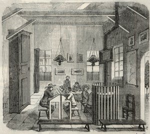 Escola para idiotas em Bicetre no século XIX - Gravura em "Tableau-de-Paris" de Edmond Texier 1852 de French School