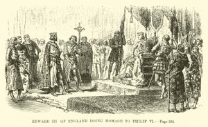 Eduardo III da Inglaterra fazendo homenagem a Filipe VI de French School