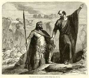 Elijah anuncia chuva a Ahab (gravura) de French School