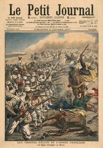 Tropas de elite do exército francês, Legião Estrangeira Francesa em Marrocos, ilustração de &39;Le Petit Journal&39;, suplemento ilustrado, 6 de outubro de 1907 de French School