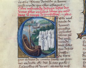 Embarque das Irmãs da Caridade do Hotel Deus de Paris, do Livro Ativo da Vida do Hotel Dieu, de Jean Henry, c.1482 de French School