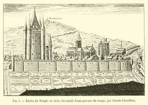 Recinto do Templo em 1610; gravura de tempo de dunas fac-símile, por Claude Chastillon de French School