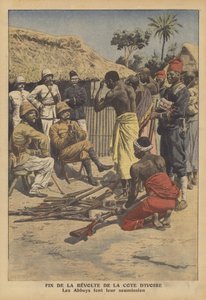 Fim de uma revolta do povo Abes da Costa do Marfim (cor litho) de French School
