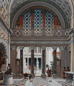 Hall de entrada de um palácio na Roma Antiga, c.1880 (cor litho) de French School