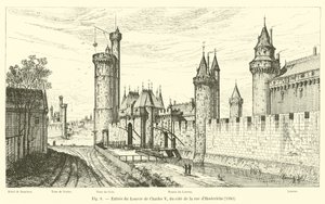 Entrada do Louvre de Charles V, ao lado da Rue d&39;Hosteriche, 1380 de French School
