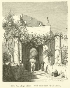 Entrada de uma pousada, em Capri (gravura) de French School