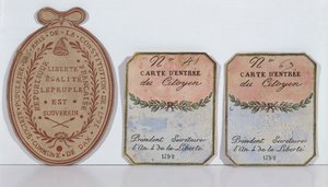 Cartões de entrada para a Sociedade dos Amigos da Constituição em Dax, 1792 e 1793 (impresso) de French School