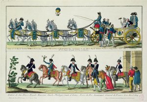 Entrada para Paris de Carlos, Conde de Artois, 12 de abril de 1814, e Entrada para Paris de Luís XVIII, rei da França e Navarra, 3 de maio de 1814 de French School
