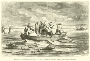 Episódio da inundação do Loire em 1789 (gravura) de French School