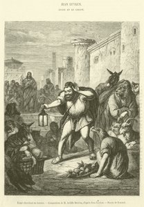 Esopo à procura de um homem (gravura) de French School