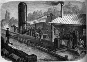 Ensaio de um trem de escorregamento hidráulico inventado pelo engenheiro Louis Dominique Girard (1815-1871) em La Jonchere, Vendee (45) de French School