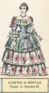 Eugenie de Montijo, esposa de Napoleão III (gravura a cores) de French School