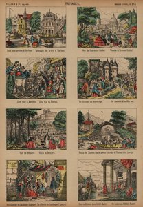 Cenas europeias (gravura a cores) de French School