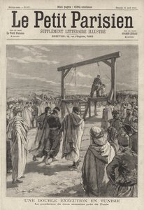 Execução por enforcamento de dois assassinos perto de Tunes, Tunísia (gravura) de French School