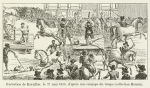 Execução de Ravaillac, 27 de maio de 1610, depois de uma impressão de tempo, coleção de Hennin de French School