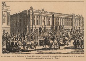 Execução do rei Luís XVI de França, Paris, Revolução Francesa, 21 de janeiro de 1793 (gravura) de French School