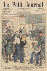 Execução dos marinheiros russos que se amotinaram em agosto de 1906 (cor litho) de French School
