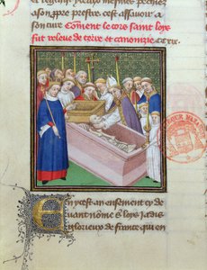 Exumação e canonização de São Luís (1215-70) em 1297, das Grandes Crônicas da França de French School