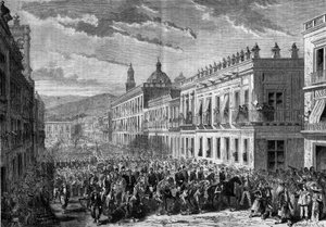 Expedição do México (1861-1867) : entrada do general François Achille Bazaine (François-Achille de French School