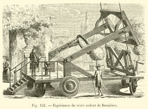 Experiência do vidro ardente Bernieres (gravura) de French School