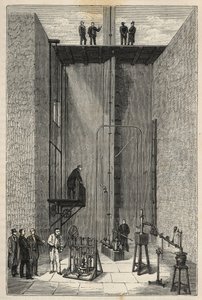 Experiência de Henri Victor Regnault (1810 - 1878) - Henri-Victor Regnault no Colégio da França - Gravura em "Ciências colocadas à porta de todos - física e química" por Alexis Clerc. Final do século XIX. Coleção particular. de French School