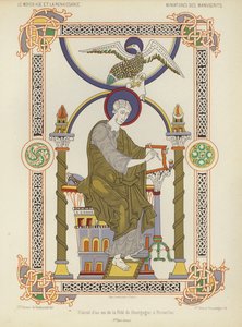 Extrato de um manuscrito da Biblioteca Real da Bélgica, Bruxelas (chromolitho) de French School