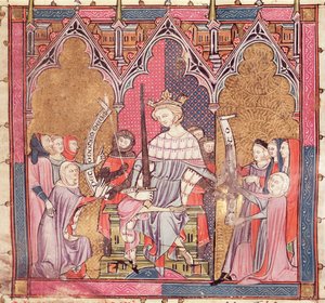 F.3r O Rei que administra a justiça, de Justiniani em Fortiatum de French School
