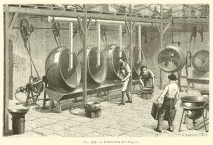 Fabricação de drageias (gravura) de French School