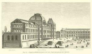 Fachada ocidental do Louvre por volta de 1650, depois de uma gravura de I Sylvester de French School