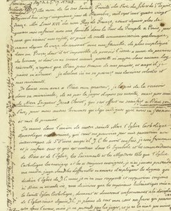 Fac-símile da vontade de Luís XVI da França de French School