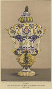 Faience de Rouen fonte de água com os braços da casa de Montmorency-Luxembourg de French School