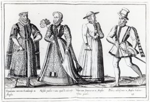Moda durante o Período Tudor (gravura) de French School