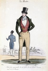 Moda masculina em 1829 - em "Les Modes" de French School
