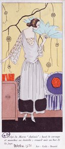 Placa de forma retratando um leque feito de penas, de Art, Gout, Beaute, 1921, (pochoir print) de French School