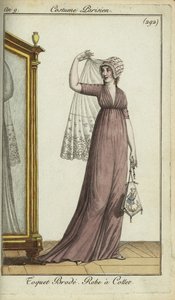 Mulher da moda com chapéu de toquete bordado de French School